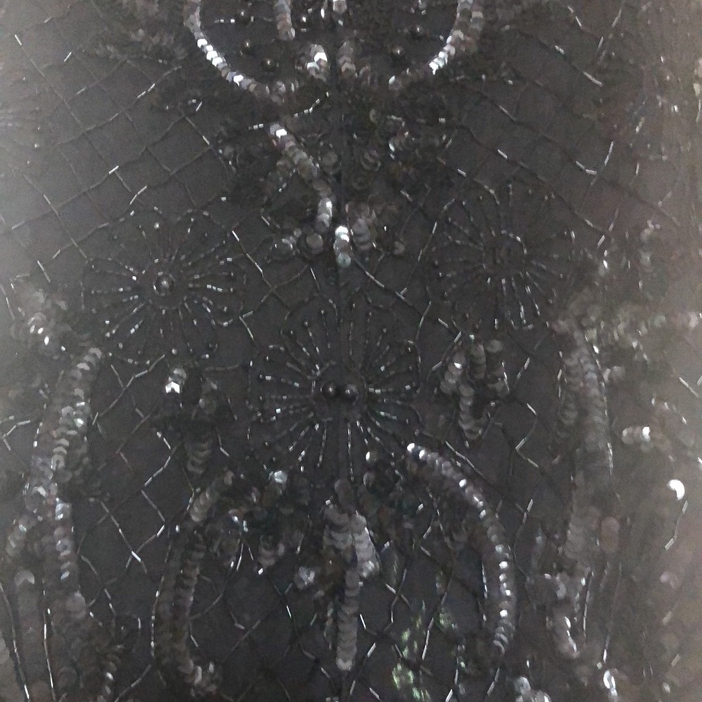 Vintage Lawrence Kazar silk beaded black dress - Picture 8 of 9